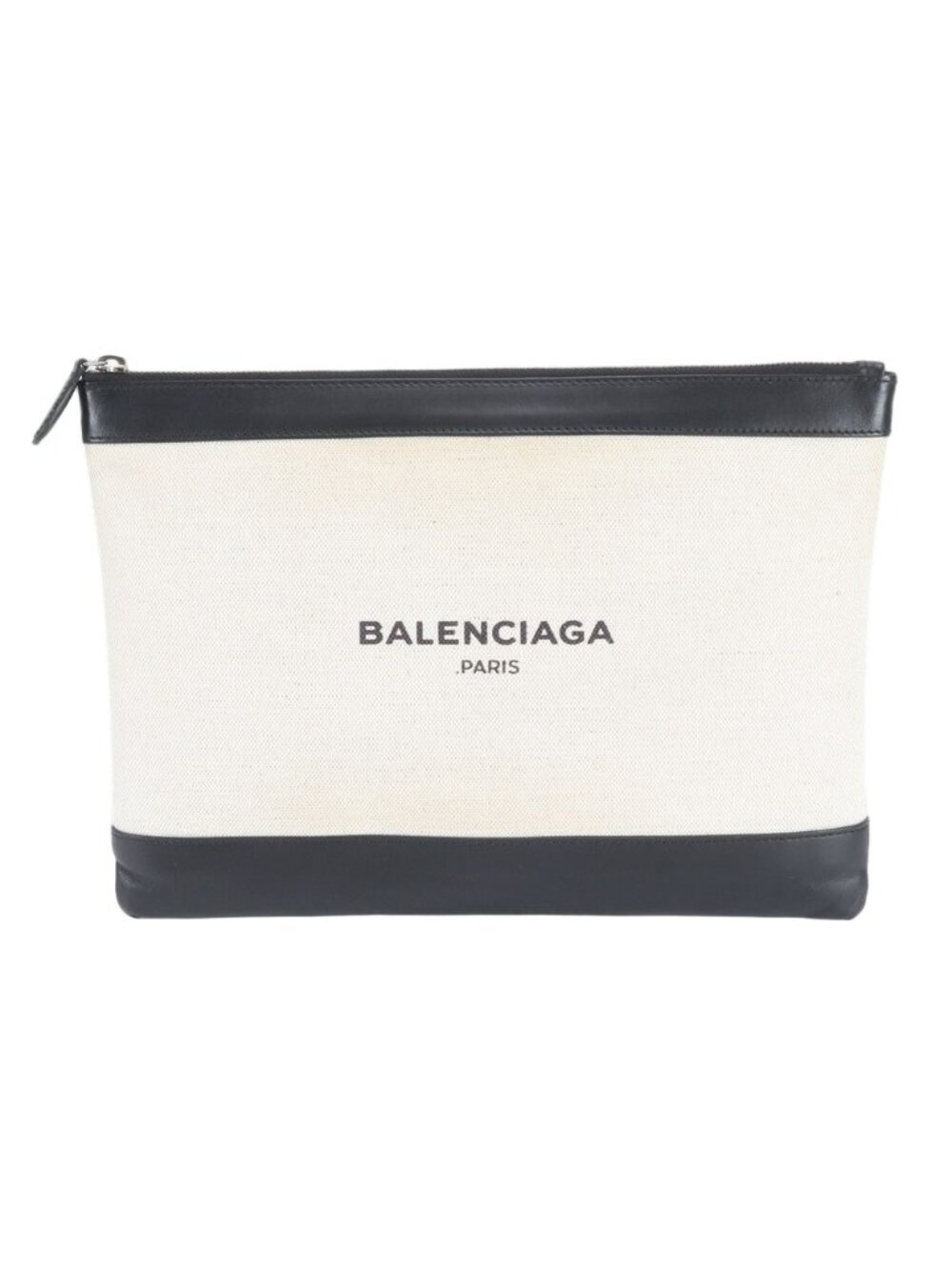 Balenciaga Navy Clip M Leather Clutch Pouch